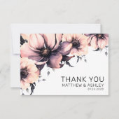Elegante Moderne Boho Pink Blumenhochzeit Dankeskarte (Vorderseite)