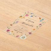 Elegante Moderne Boho Wildblume Wedding Acryleinladungen (Ablage )