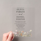 Elegante Moderne Boho Wildblume Wedding Acryleinladungen (Insitu (Handheld))