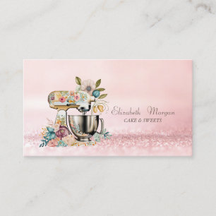 Elegante moderne Bokeh-Bäckerei-Kuchenmixer Blumen Visitenkarte