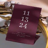 Elegante, moderne Bordeaux minimalistische Hochzei Save The Date