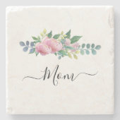 Elegante moderne botanisch-grüne Blume Mama Steinuntersetzer (Vorderseite)