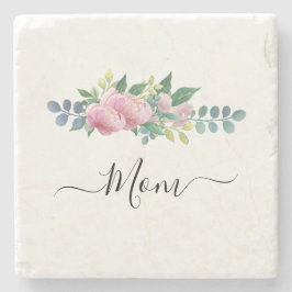 Elegante moderne botanisch-grüne Blume Mama Steinuntersetzer