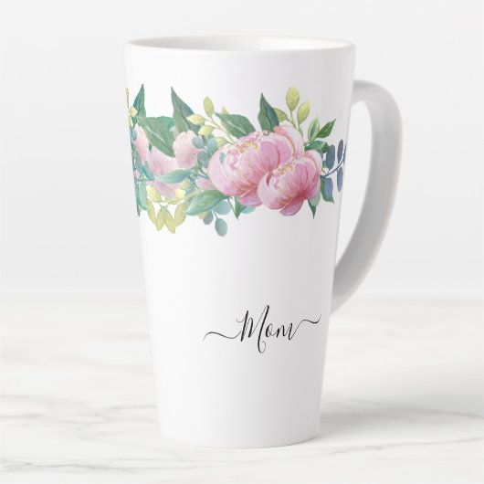 Elegante moderne botanisch-grüne Blume Milchtasse (Rechte Ecke)