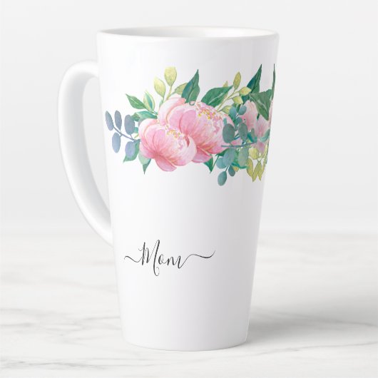 Elegante moderne botanisch-grüne Blume Milchtasse (Linke Ecke)