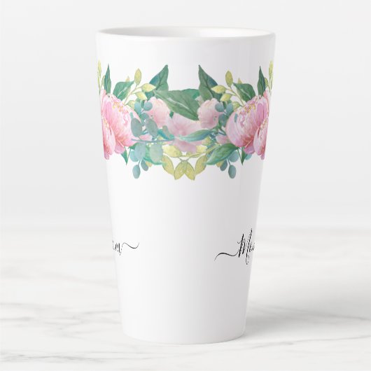 Elegante moderne botanisch-grüne Blume Milchtasse (Vorderseite)