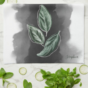 Elegante moderne botanische Blätter Geschirrtuch