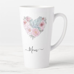 Elegante moderne botanische Blume Grünes Rosa Her Milchtasse