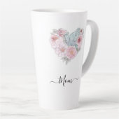 Elegante moderne botanische Blume Grünes Rosa Herz Milchtasse (Rechte Ecke)