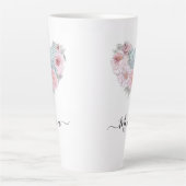 Elegante moderne botanische Blume Grünes Rosa Herz Milchtasse (Vorderseite)