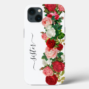Elegante moderne botanische Grüne Burgund-Blume Case-Mate iPhone Hülle