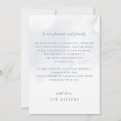 Elegante Moderne Botanische Hochzeit der Blauen Fl Dankeskarte (Rückseite)