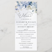 Elegante Moderne Botanische Hochzeit der Blauen Fl Programm (Vorderseite)
