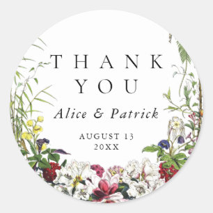 Elegante Moderne botanische Hochzeit Runder Aufkleber