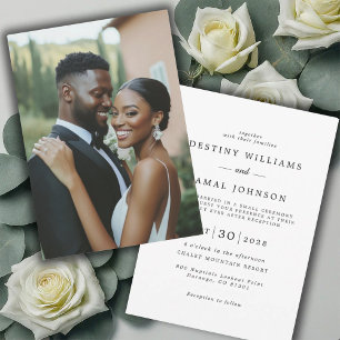 Elegante moderne Braut Bräutigam Foto Hochzeitsemp Einladung