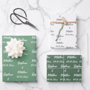 Elegante moderne Braut Bräutigam Namen Hochzeiten Geschenkpapier Set
