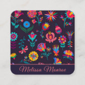 Elegante moderne, bunte botanische Blume Script Quadratische Visitenkarte (Vorderseite)