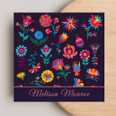 Elegante moderne, bunte botanische Blume Script Quadratische Visitenkarte