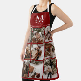 Elegante, moderne Burgund-Familie Foto Collage Schürze