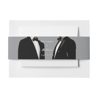Elegante moderne burgunderrote Hochzeit für schwul Einladungsbanderole
