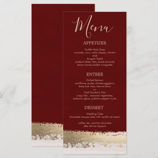 Elegante, moderne, burgundy, Gold Foil Wedding Programm (Vorne/Hinten)