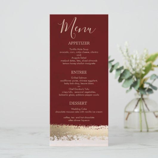 Elegante, moderne, burgundy, Gold Foil Wedding Programm (Stehend Vorderseite)