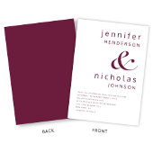 Elegante moderne Burgundy Wedding Einladung