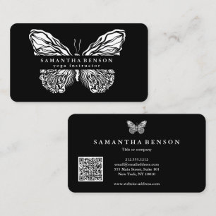 Elegante moderne Butterfly Schwarz-Gold-QR-Code-Sc Visitenkarte