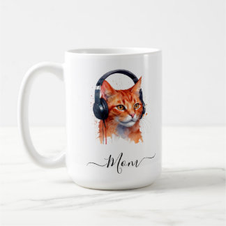 Elegante Moderne Cat Mama Watercolor Rotes Orange Kaffeetasse
