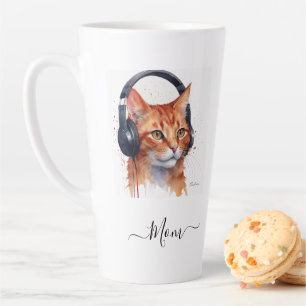 Elegante Moderne Cat Mama Watercolor Rotes Orange Milchtasse