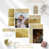 Elegante Moderne Champagne Gold Hochzeit Einladung