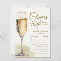 Elegante moderne Champagner-Cheers zum 40. Geburts