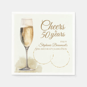 Elegante moderne Champagner-Cheers zum 50. Geburts Serviette
