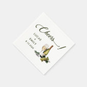 Elegante Moderne Cheers Script Wine Floral Wedding Serviette (Ecke)