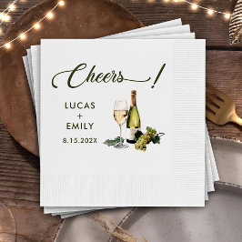 Elegante Moderne Cheers Script Wine Floral Wedding Serviette