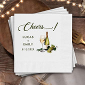 Elegante Moderne Cheers Script Wine Floral Wedding Serviette