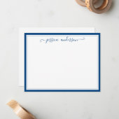 Elegante Moderne Chic Girly Classic Navy Blue Scri Mitteilungskarte (Vorderseite/Rückseite Beispiel)