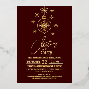 Elegante moderne chic Schrift Weihnachtsfeier Folieneinladung