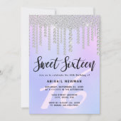 Elegante moderne Chick Diamond Tropfen 16 . Geburt Einladung (Vorderseite)
