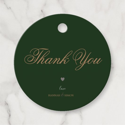 Elegante Moderne Classic Emerald Green Gold Weddin Geschenkanhänger (Vorderseite)