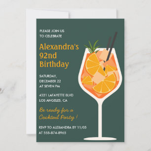 Elegante moderne Cocktail-Einladung zum 92. Geburt Einladung