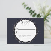 Elegante moderne Confetti Gold Wedding RSVP Card Karte (Stehend Vorderseite)