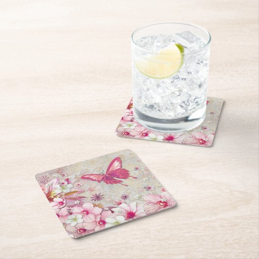 Elegante moderne Country Butterfly Rechteckiger Pappuntersetzer (Vor Ort)