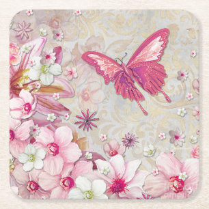 Elegante moderne Country Butterfly Rechteckiger Pappuntersetzer
