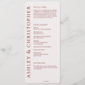 Elegante Moderne Crimson Red Wedding Programm (Vorderseite)