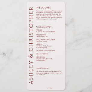 Elegante Moderne Crimson Red Wedding Programm