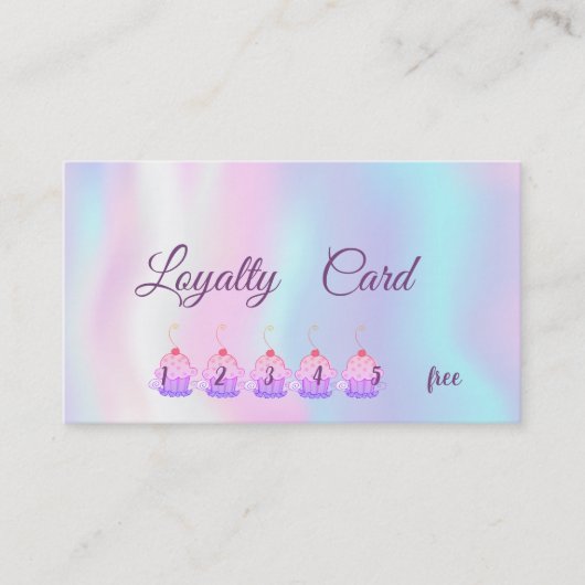 Elegante moderne Cupcakes Holographic Loyalty Card Treuekarte (Vorderseite)