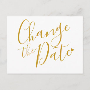 Elegante moderne Datum ändern Goldschrift Postkarte