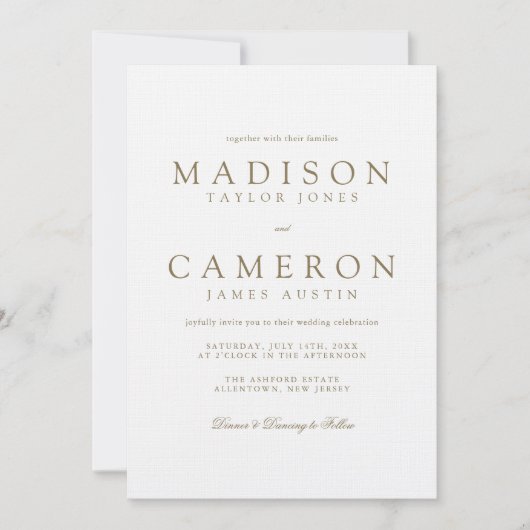 Elegante Moderne Delikate Goldhochzeit Einladung (Vorderseite)