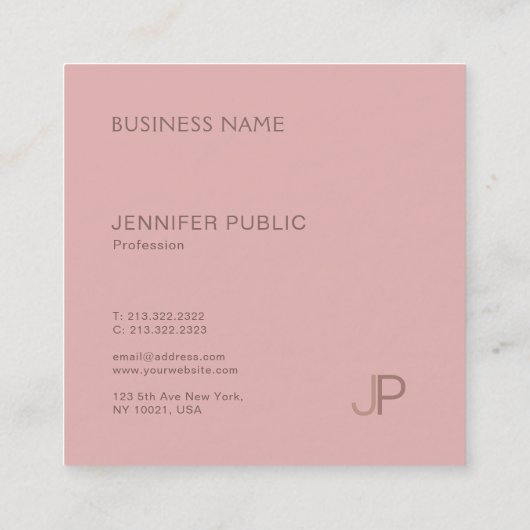 Elegante moderne Design Monogram Schlicht Luxus Quadratische Visitenkarte (Rückseite)